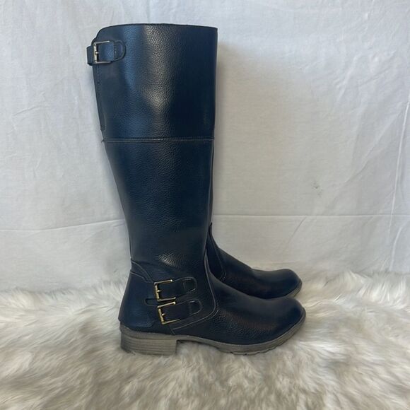 Clarks Black Pebbled Leather Knee High Boots Sz 5 - Picture 4 of 7